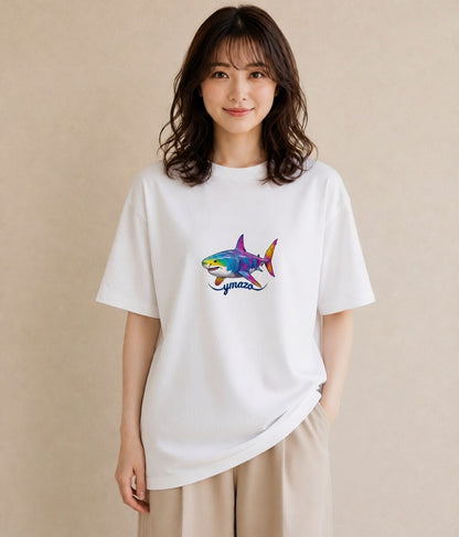 グラフィックTシャツ レディース サメ 海の生き物 海 イラスト ニュアンス 在宅 公園 白T YMAZO