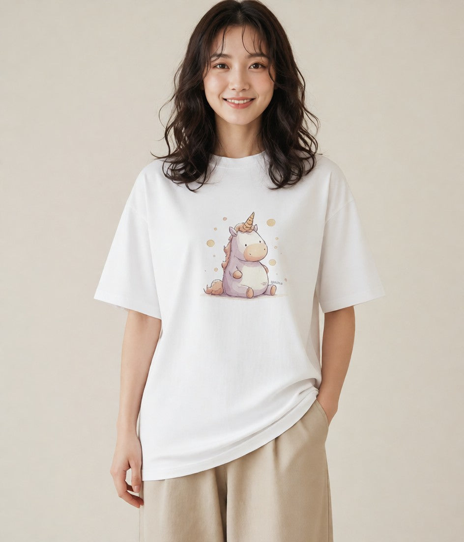 デザインTシャツ レディース カバ 動物 アニマル イラスト 可愛い お揃い 親子 白T YMAZO