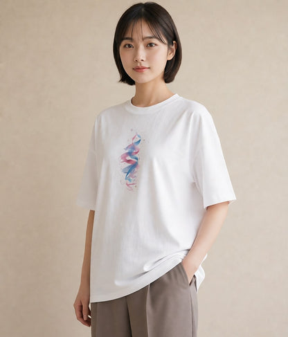 グラフィックTシャツ レディース 流れ星 星空 宇宙 イラスト 北欧風 週末コーデ 敬老の日 白T YMAZO
