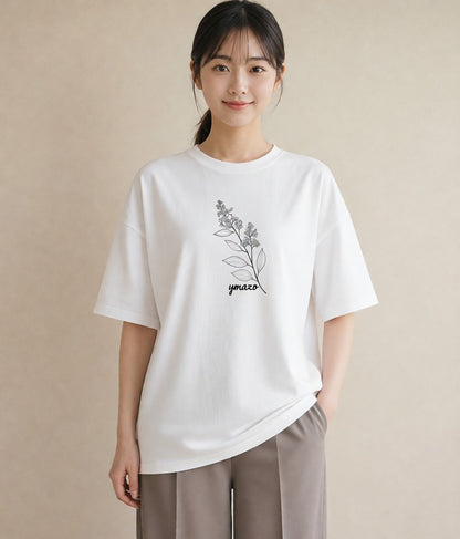 グラフィックTシャツ レディース さくら 桜 桜の枝 イラスト ラフ 送別ギフト 通勤 白T YMAZO