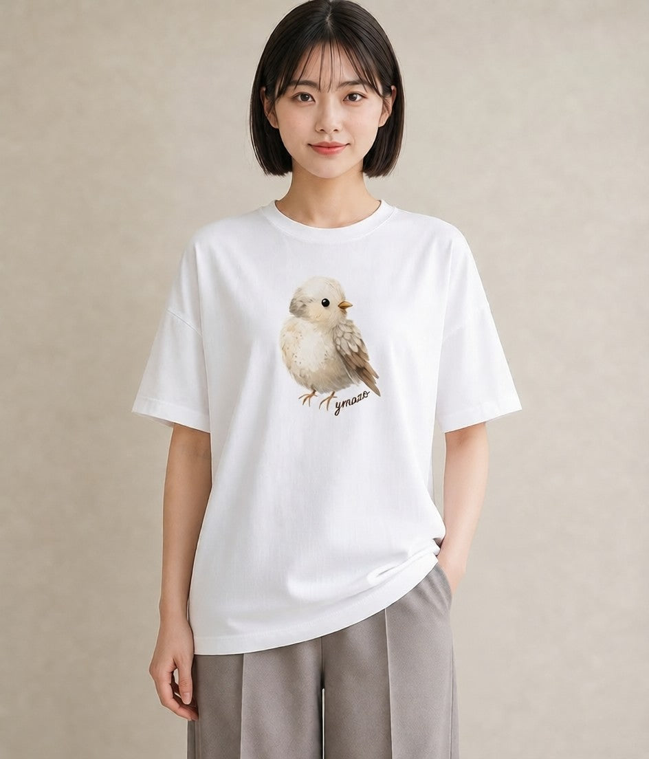 グラフィックTシャツ レディース フクロウ 動物 アニマル イラスト ゆるかわ ビーチ デイリーウェア 白T YMAZO