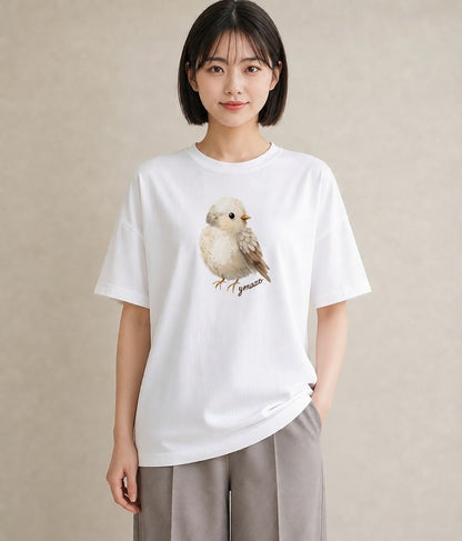 グラフィックTシャツ レディース フクロウ 動物 アニマル イラスト ゆるかわ ビーチ デイリーウェア 白T YMAZO