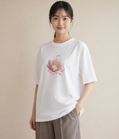 半袖Tシャツ レディース カスミソウ かすみ草 花 花柄 イラスト 旅行コーデ デート 帰省 白T