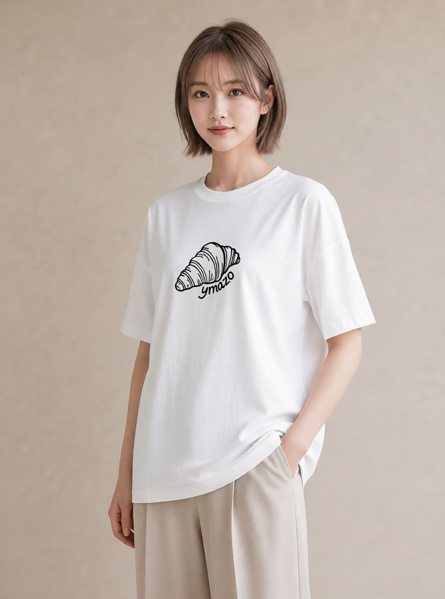 プリントTシャツ レディース パン ベーカリー イラスト 個性的 カジュアルコーデ 買い物 白T YMAZO