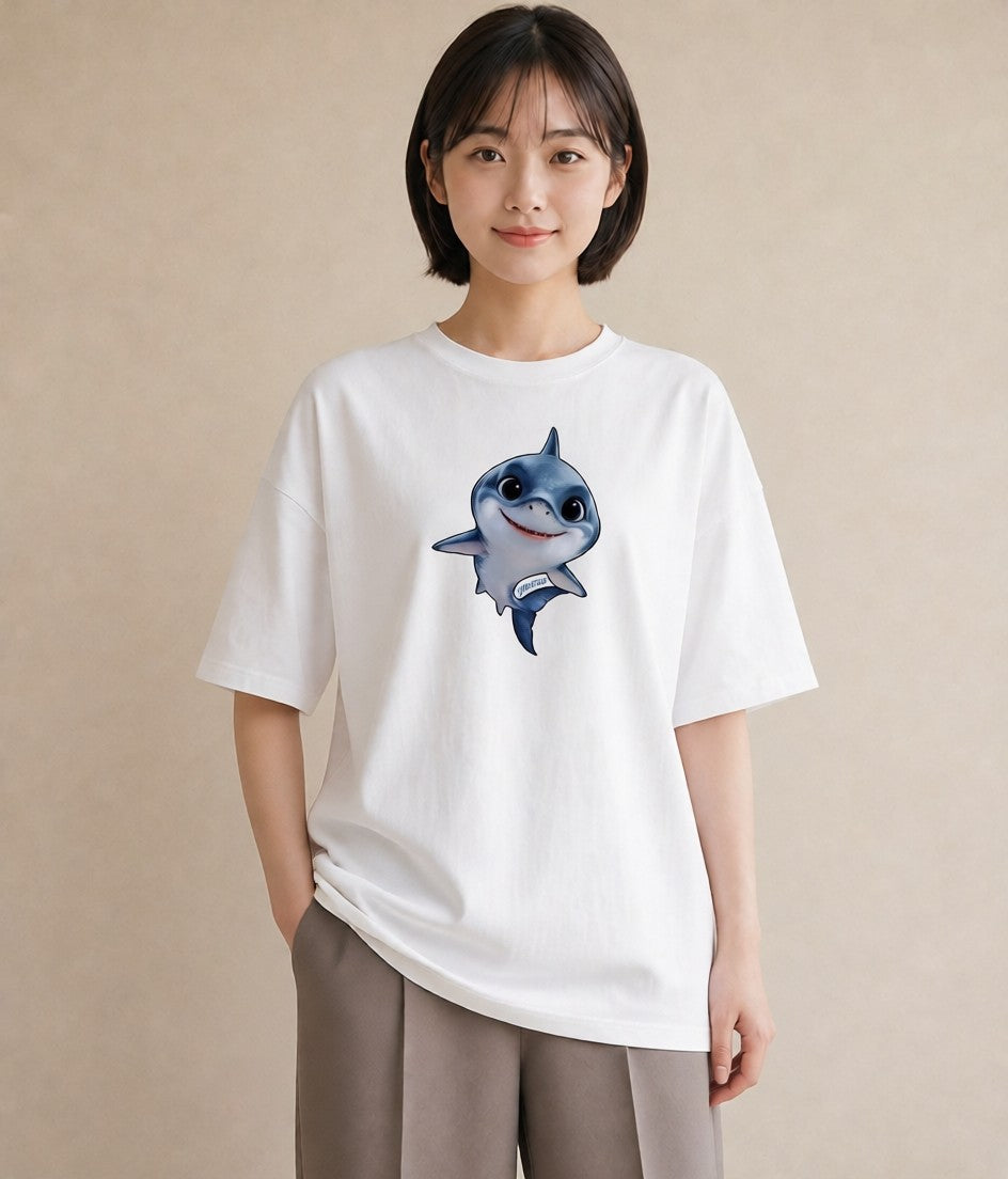 半袖Tシャツ レディース ジンベエザメ 海の生き物 海 イラスト 休日コーデ 通学 誕生日プレゼント 白T YMAZO