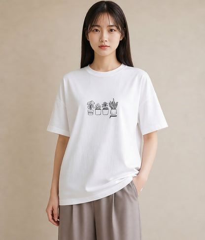 プリントTシャツ レディース 観葉植物 植物 ボタニカル イラスト 手描き風 クリスマス 旅行 白T YMAZO