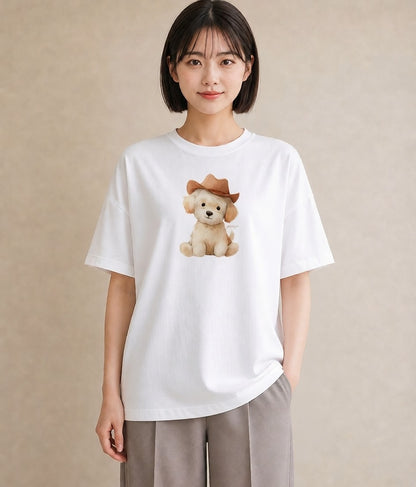 グラフィックTシャツ レディース わんちゃん 犬 いぬ イラスト 休日コーデ 誕生日プレゼント 綿100 白T YMAZO