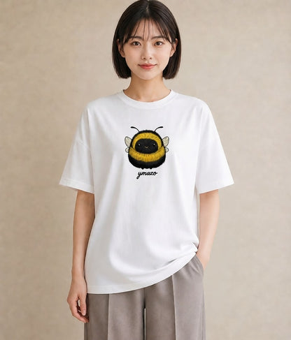 プリントTシャツ レディース みつばち 昆虫 虫 イラスト 線画 社会人 女性 白T YMAZO