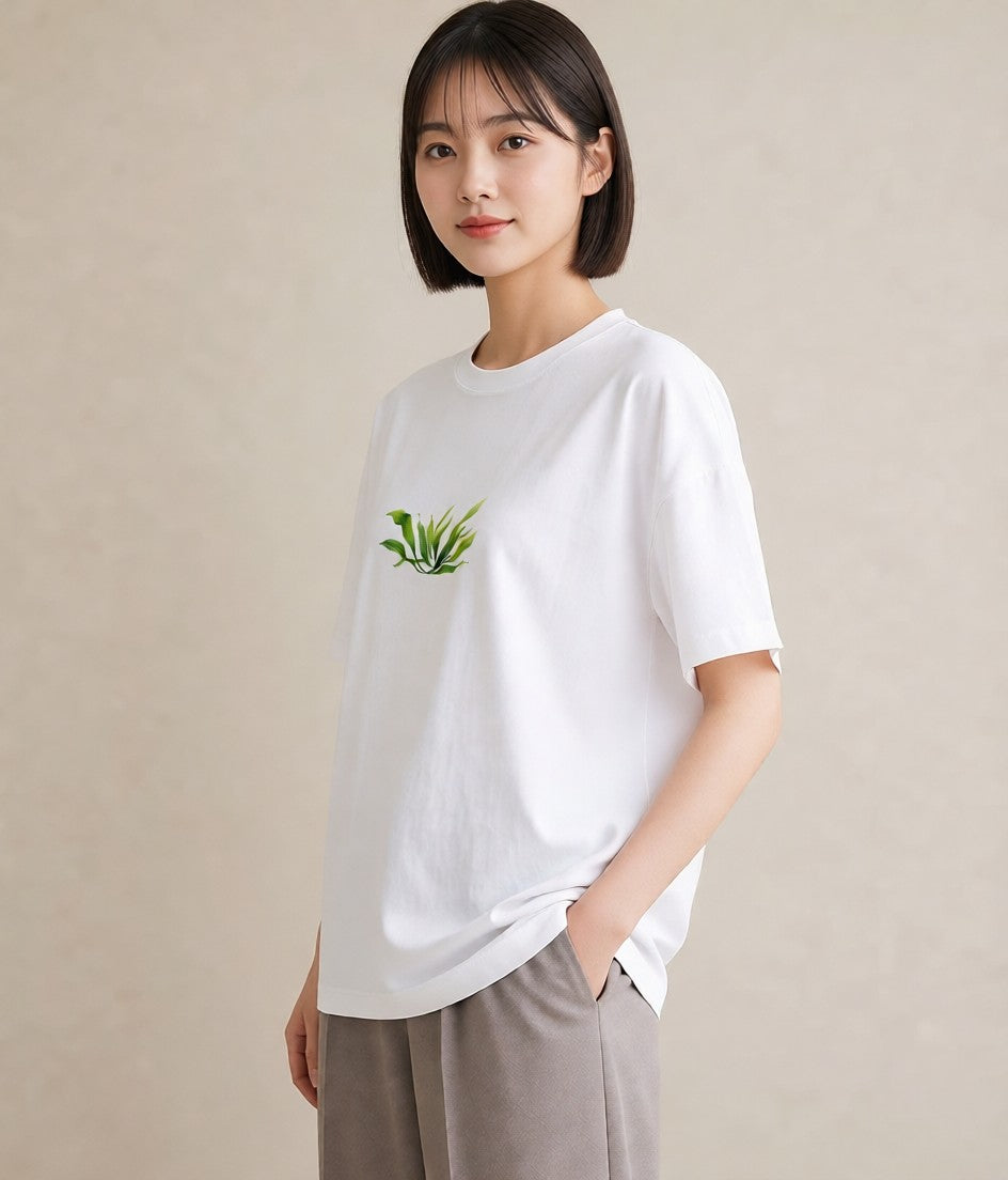 グラフィックTシャツ レディース シダ 植物 ボタニカル イラスト カフェコーデ 部屋着 女性向けギフト 白T YMAZO