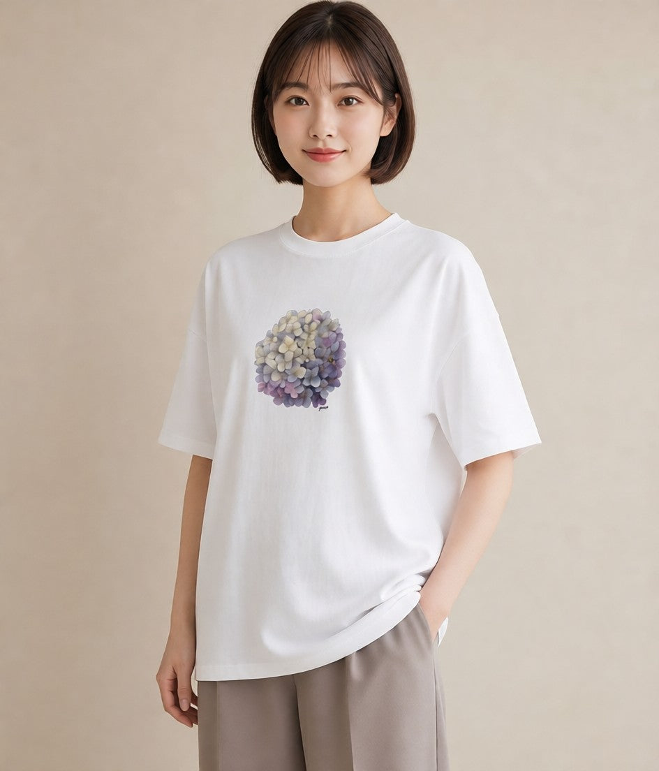 デザインTシャツ レディース スミレ 花 花柄 イラスト ラフ 春コーデ 姉妹 白T YMAZO