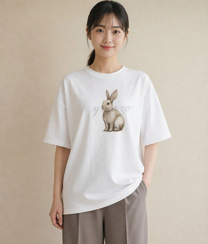 グラフィックTシャツ レディース ホーランドロップ ペット 動物 イラスト 北欧風 部屋着 女性向けギフト 白T YMAZO
