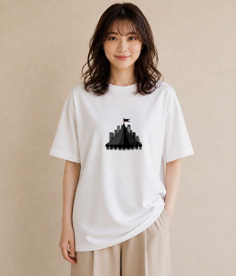 プリントTシャツ レディース 窓辺の雨 雨の日 窓 ナチュラル アンティーク イラスト 秋コーデ おしゃれギフト 白T YMAZO