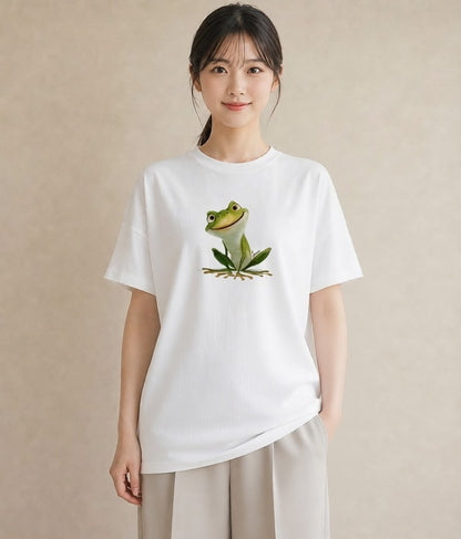 プリントTシャツ レディース カエル ペット 動物 イラスト アート風 姉妹 送別ギフト 白T YMAZO