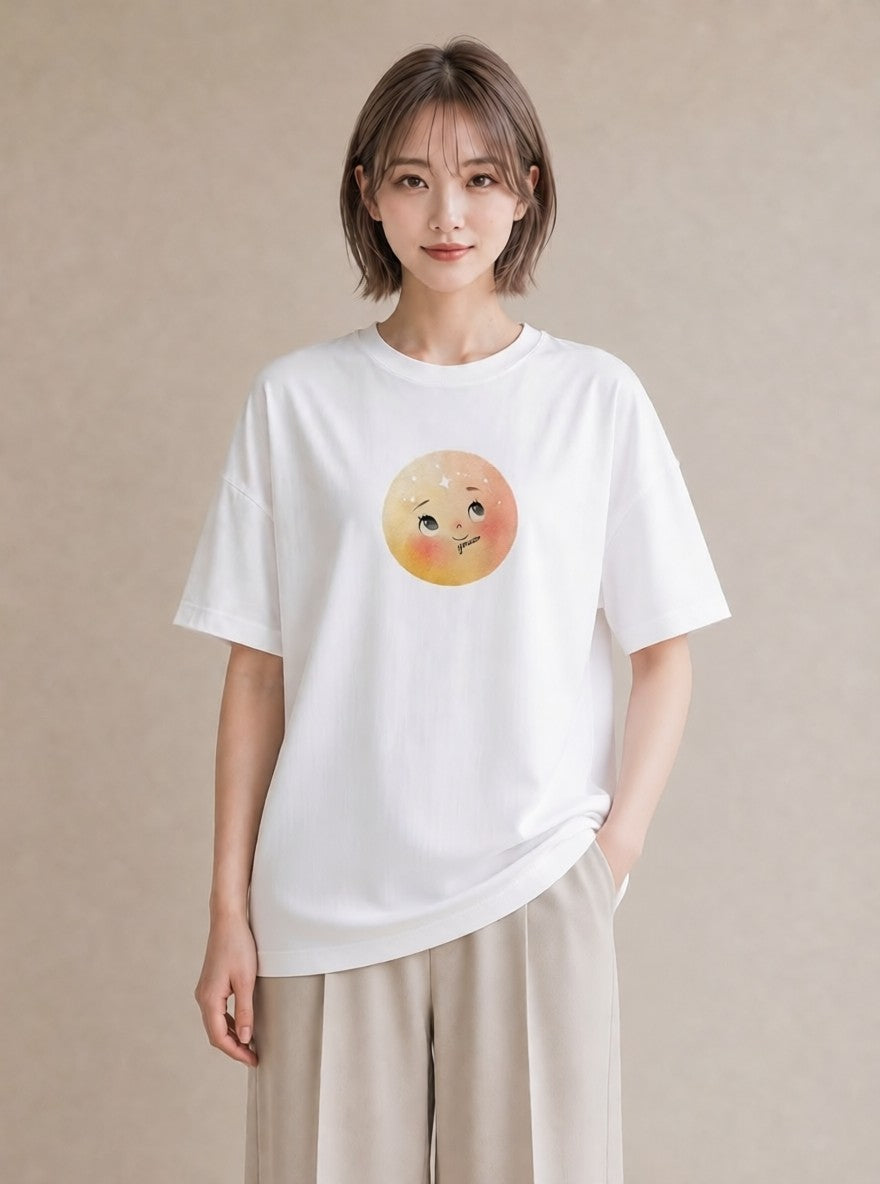 プリントTシャツ レディース 太陽 星空 宇宙 イラスト モード レイヤード 友達ギフト 白T YMAZO