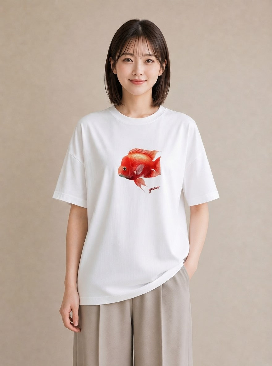 デザインTシャツ レディース マンボウ 海の生き物 海 イラスト 水彩風 女性向けギフト 散歩 白T YMAZO