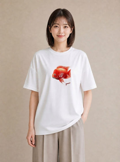 デザインTシャツ レディース マンボウ 海の生き物 海 イラスト 水彩風 女性向けギフト 散歩 白T YMAZO