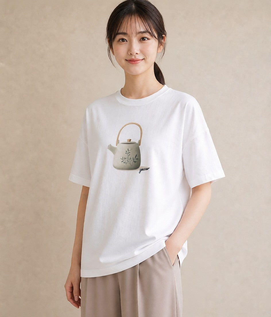 デザインTシャツ レディース ハーブティー 食べ物 フード イラスト 韓国風 春コーデ 姉妹 白T YMAZO