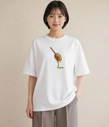 プリントTシャツ レディース はちみつ 食べ物 フード イラスト 春コーデ 姉妹 白T YMAZO