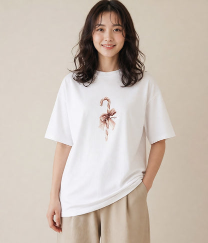 グラフィックTシャツ レディース だんご 食べ物 フード イラスト ポップ 普段着 週末コーデ 白T YMAZO