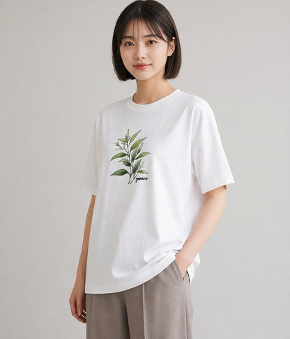 Tシャツ レディース ハーブ 植物 ボタニカル イラスト 母娘コーデ 自分用 白T YMAZO