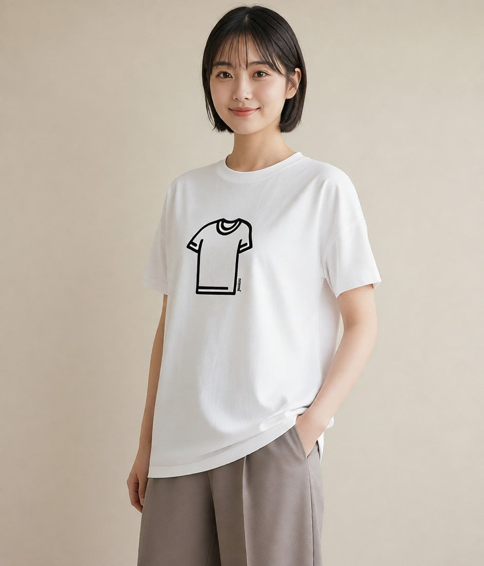 Tシャツ レディース パールピアス アクセサリー ナチュラル アンティーク イラスト ユニーク 休日 ペアコーデ 白T YMAZO