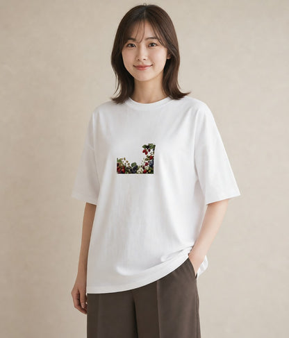 デザインTシャツ レディース 木の実 植物 ボタニカル イラスト 韓国風 公園 ママ 白T YMAZO