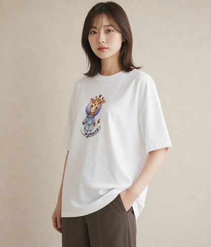 グラフィックTシャツ レディース 惑星 星空 宇宙 イラスト ニュアンス レイヤード 友達ギフト 白T YMAZO