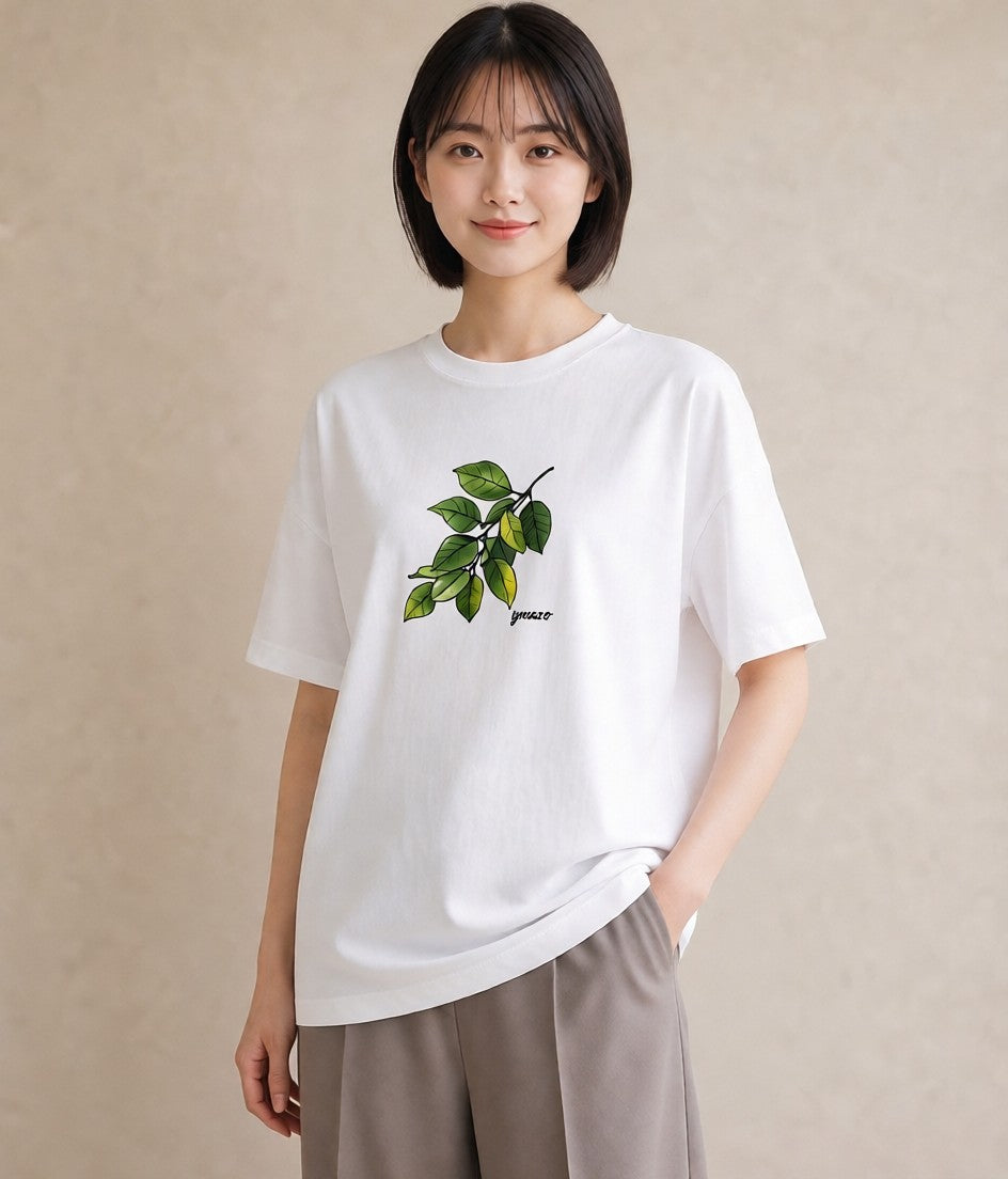 半袖Tシャツ レディース 金木犀 花 花柄 イラスト シンプル 女性 旅行用 白T