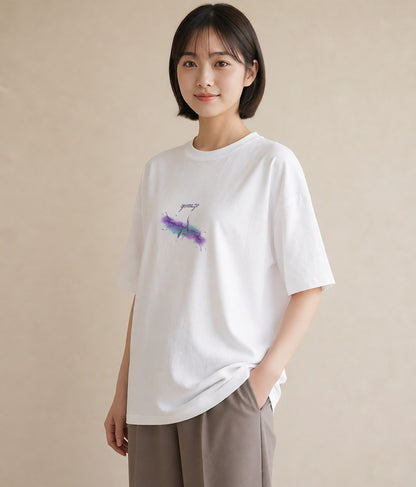 Tシャツ レディース 射手座 星空 宇宙 イラスト きれいめカジュアル ビーチ デイリーウェア 白T YMAZO
