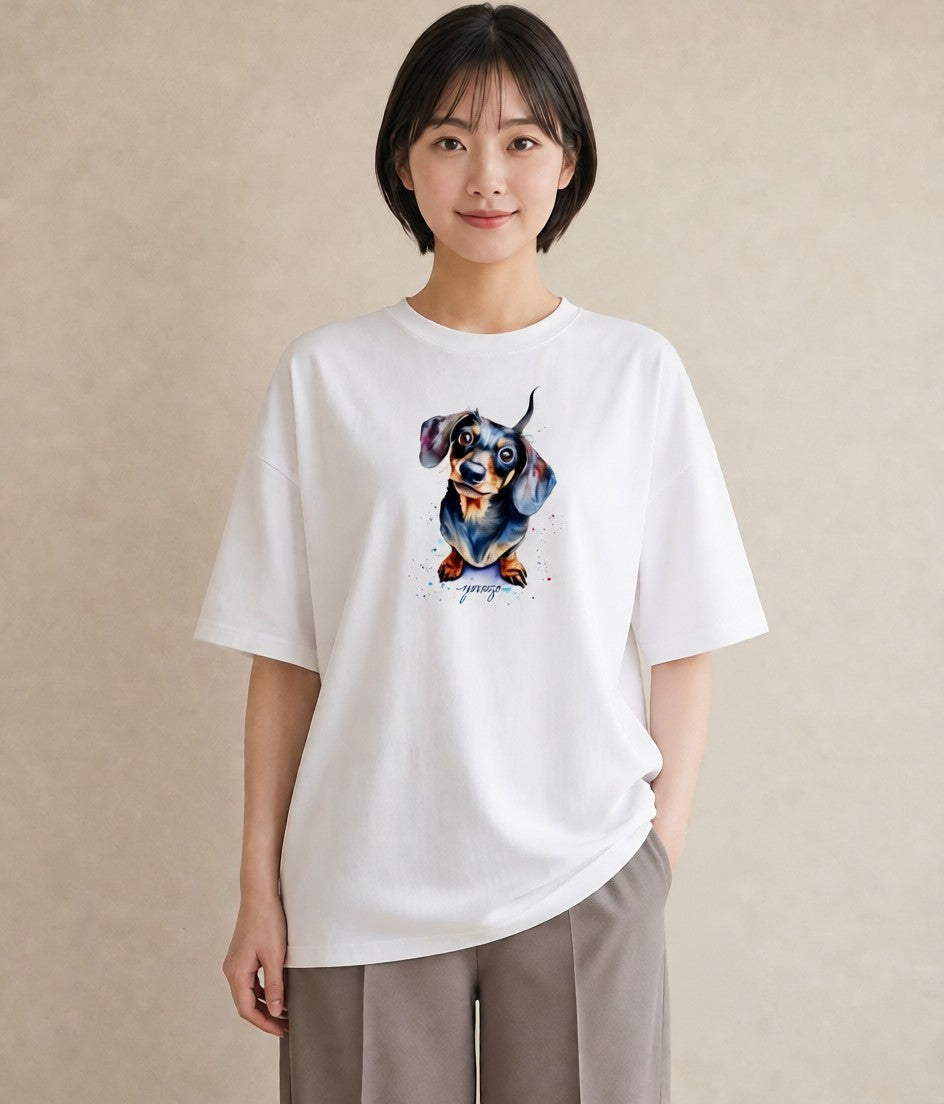 プリントTシャツ レディース 犬好き 犬 いぬ イラスト ラフ 送別ギフト 通勤 白T YMAZO