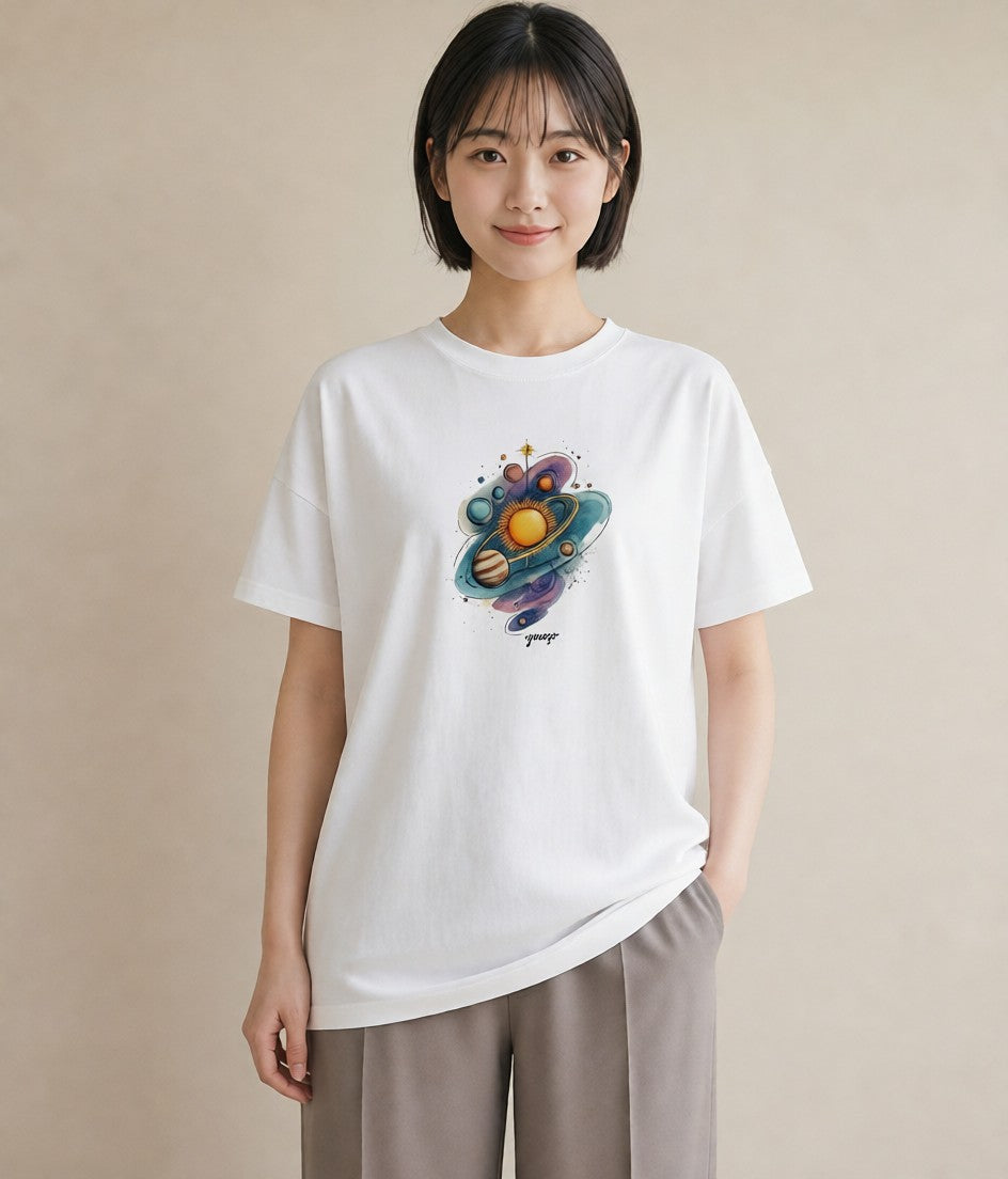 グラフィックTシャツ レディース 双子座 星空 宇宙 イラスト ゆるコーデ 部屋着 女性向けギフト 白T YMAZO