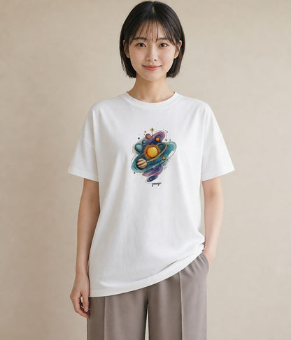 グラフィックTシャツ レディース 双子座 星空 宇宙 イラスト ゆるコーデ 部屋着 女性向けギフト 白T YMAZO