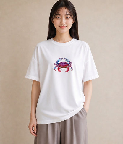 プリントTシャツ レディース エビ 海の生き物 海 イラスト 普段使い 秋コーデ おしゃれギフト 白T YMAZO
