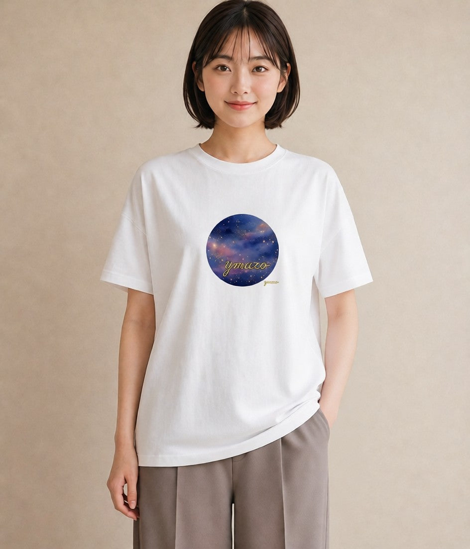 デザインTシャツ レディース 蠍座 星空 宇宙 イラスト ユニーク ペアコーデ 秋コーデ 白T YMAZO