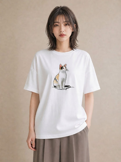 デザインTシャツ レディース ペルシャ 猫 ねこ イラスト 韓国風 姉妹 送別ギフト 白T YMAZO