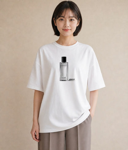 グラフィックTシャツ レディース 香水 香水瓶 パフューム イラスト モード 自分用 ルームウェア 白T YMAZO