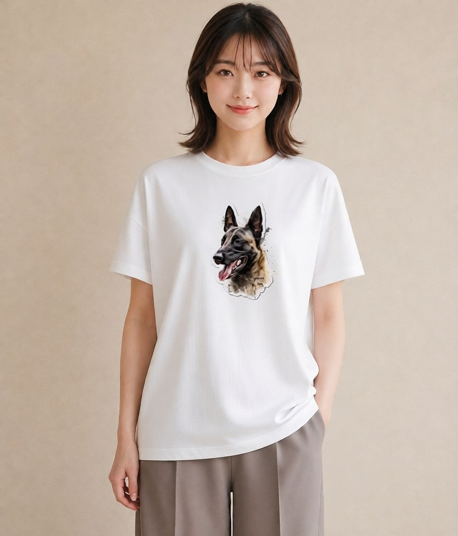 Tシャツ レディース ジャーマンシェパード 犬 いぬ イラスト 韓国風 敬老の日 ホワイトデー 白T YMAZO
