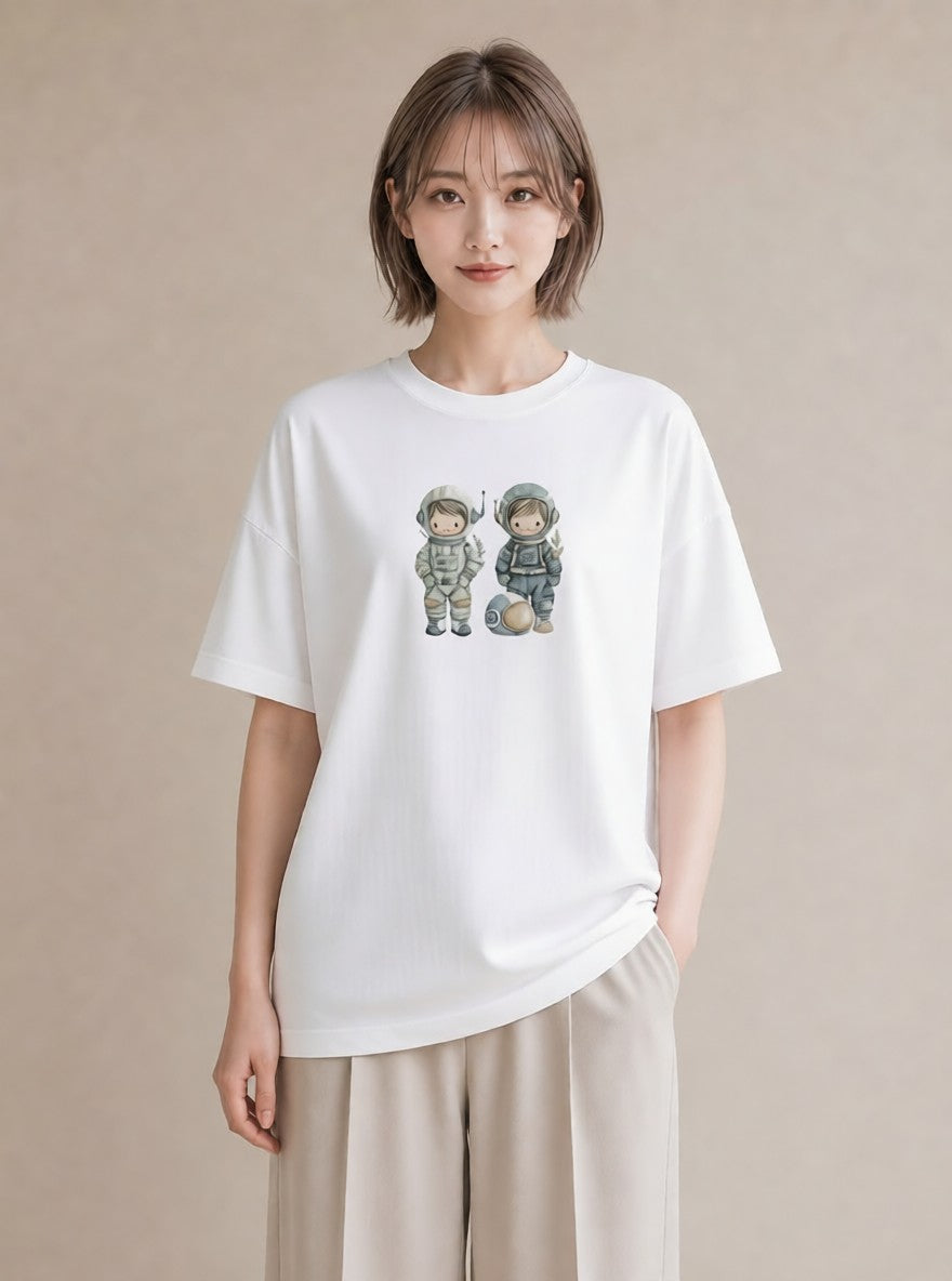 グラフィックTシャツ レディース ロケット 星空 宇宙 イラスト カフェコーデ おしゃれギフト 社会人 白T YMAZO