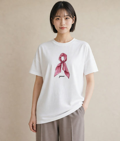 デザインTシャツ レディース レースハンカチ レース ハンカチ ナチュラル アンティーク イラスト 可愛い 綿100 デート 白T YMAZO