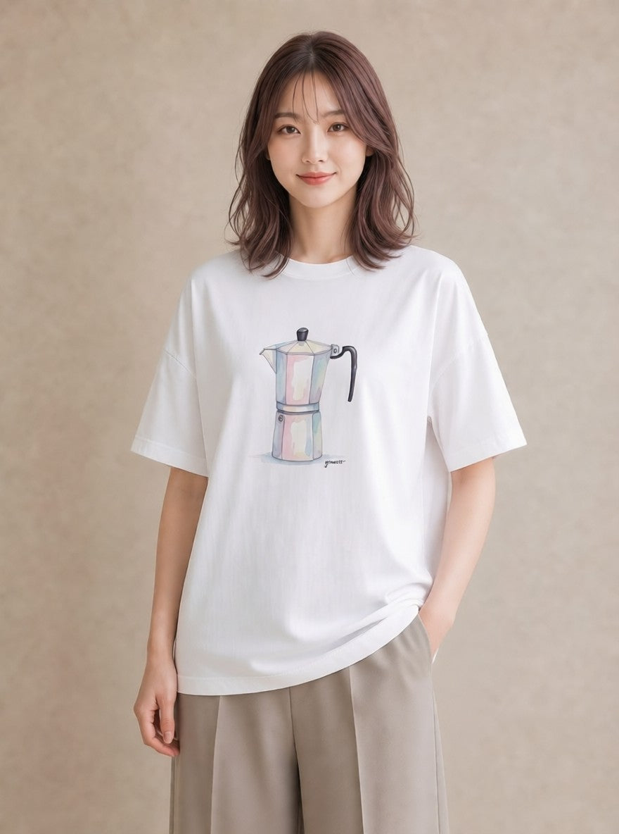 Tシャツ レディース コーヒー カフェ 珈琲 イラスト 旅行 母娘コーデ 白T YMAZO