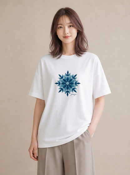 プリントTシャツ レディース 雪の結晶 星空 宇宙 イラスト フェミニン 通学 誕生日プレゼント 白T YMAZO