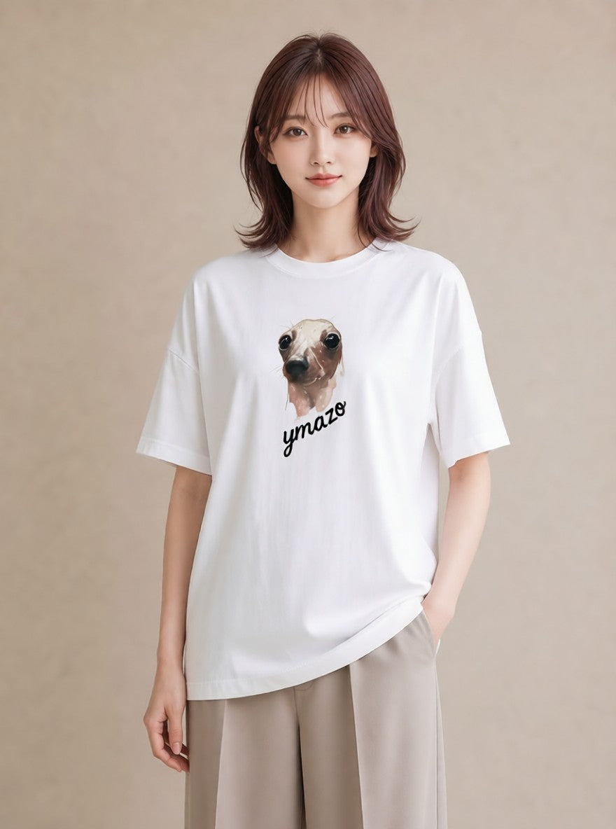 半袖Tシャツ レディース コツメカワウソ 動物 アニマル イラスト 淡色 誕生日プレゼント 綿100 白T YMAZO