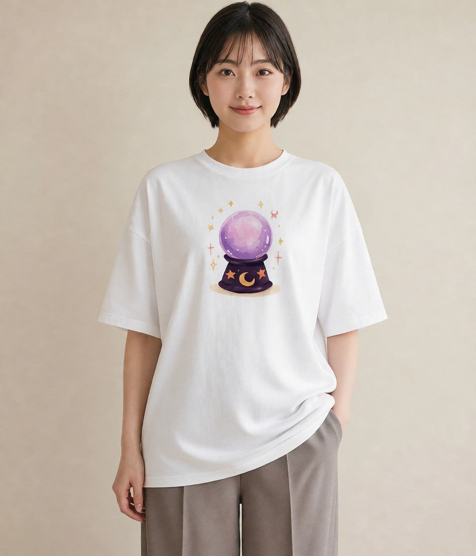 半袖Tシャツ レディース 天秤座 星空 宇宙 イラスト アート風 週末コーデ 敬老の日 白T YMAZO