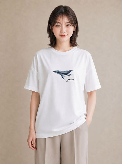半袖Tシャツ レディース シャチ 海の生き物 海 イラスト 個性的 夏コーデ 通学 白T YMAZO