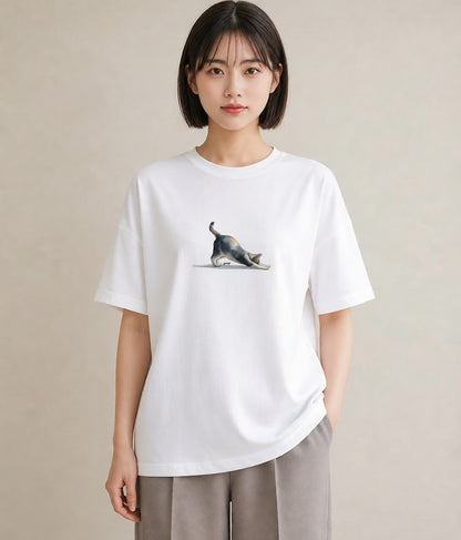 Tシャツ レディース アビシニアン 猫 ねこ イラスト ボタニカル 親子 20代 白T YMAZO