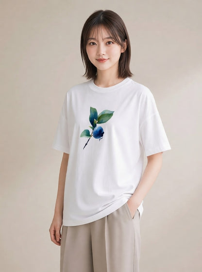 半袖Tシャツ レディース 木の実 植物 ボタニカル イラスト ゆるかわ 友達ギフト 部屋着 白T YMAZO