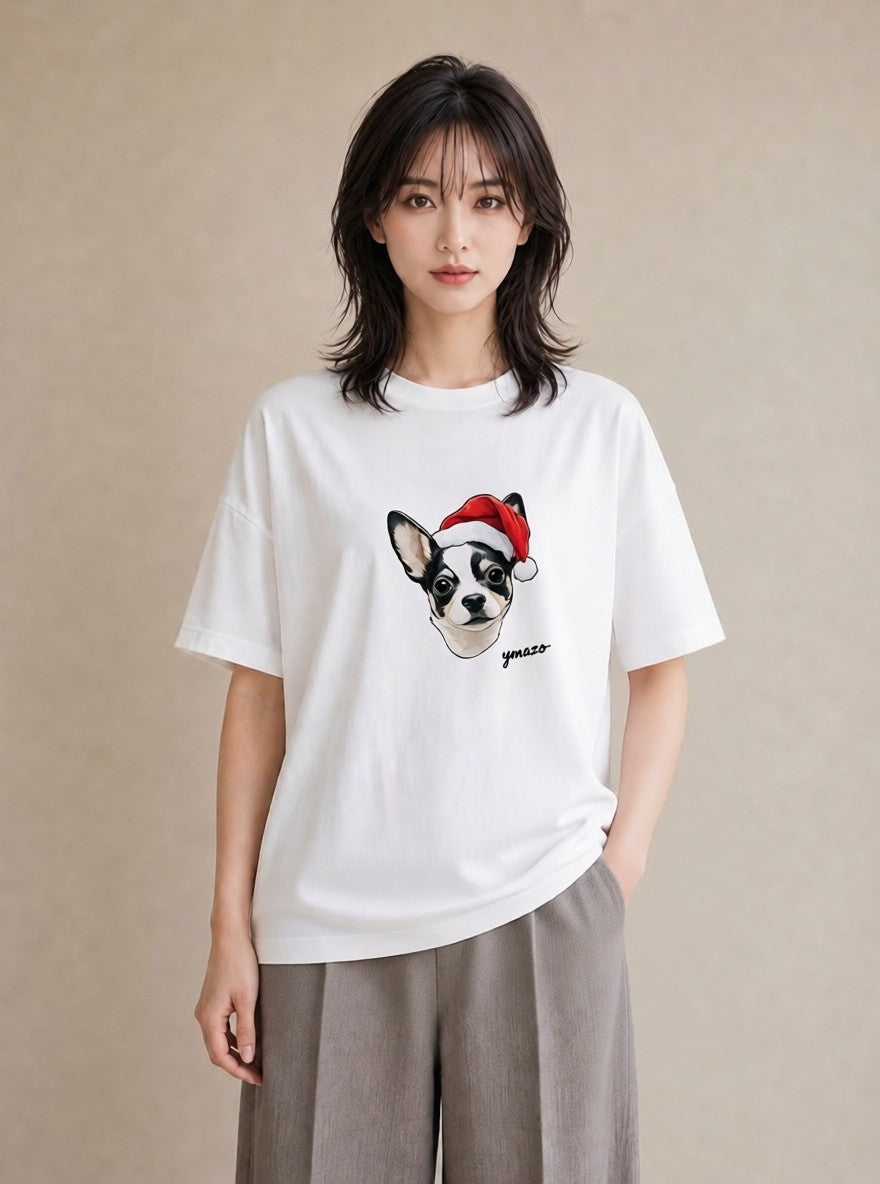 グラフィックTシャツ レディース チワワ 犬 いぬ イラスト ニュアンス 週末コーデ 敬老の日 白T YMAZO