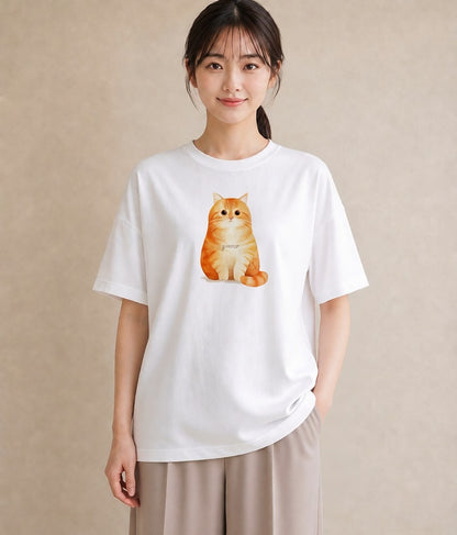 デザインTシャツ レディース マンチカン 猫 ねこ イラスト 韓国風 送別ギフト 通勤 白T YMAZO