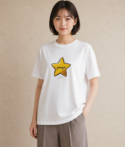 プリントTシャツ レディース 流れ星 星空 宇宙 イラスト アート風 帰省 ラフ 白T YMAZO