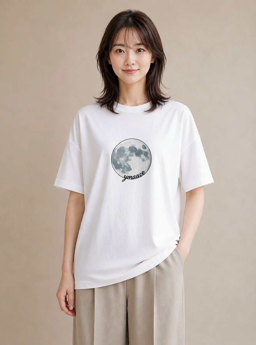 プリントTシャツ レディース 星空 宇宙 イラスト 北欧風 女性向けギフト 散歩 白T YMAZO
